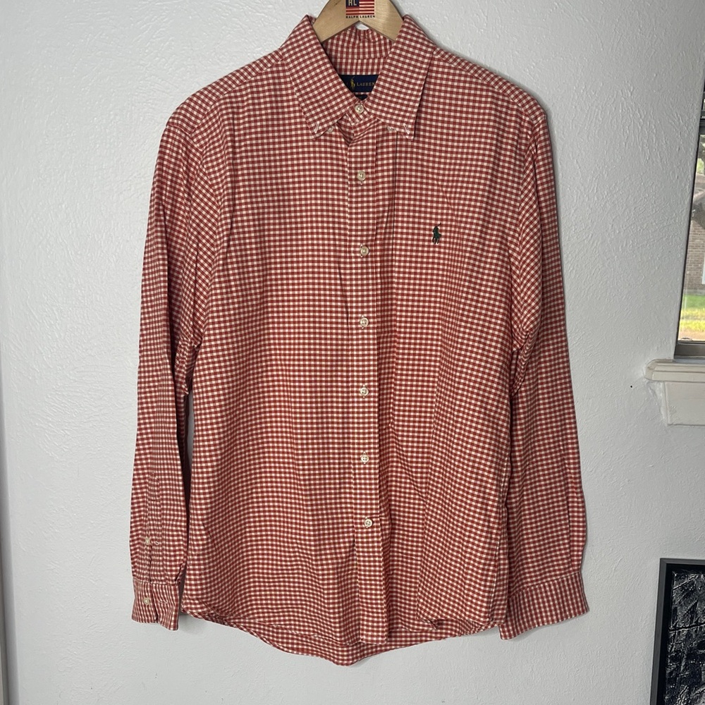 Polo by Ralph Lauren Men's Orange Checkered Shirt